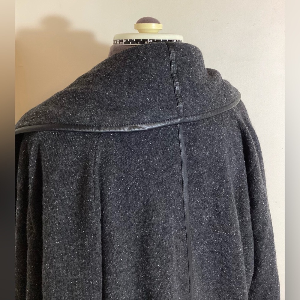 VINCE Leather Trim Cardigan Cashmere Wool Silk - Picture 9 of 16